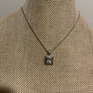 Sterling  Silver necklace with unique cz pendant set in sterling silver new